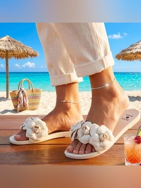 New with tag  White Floral  Sandals for Women